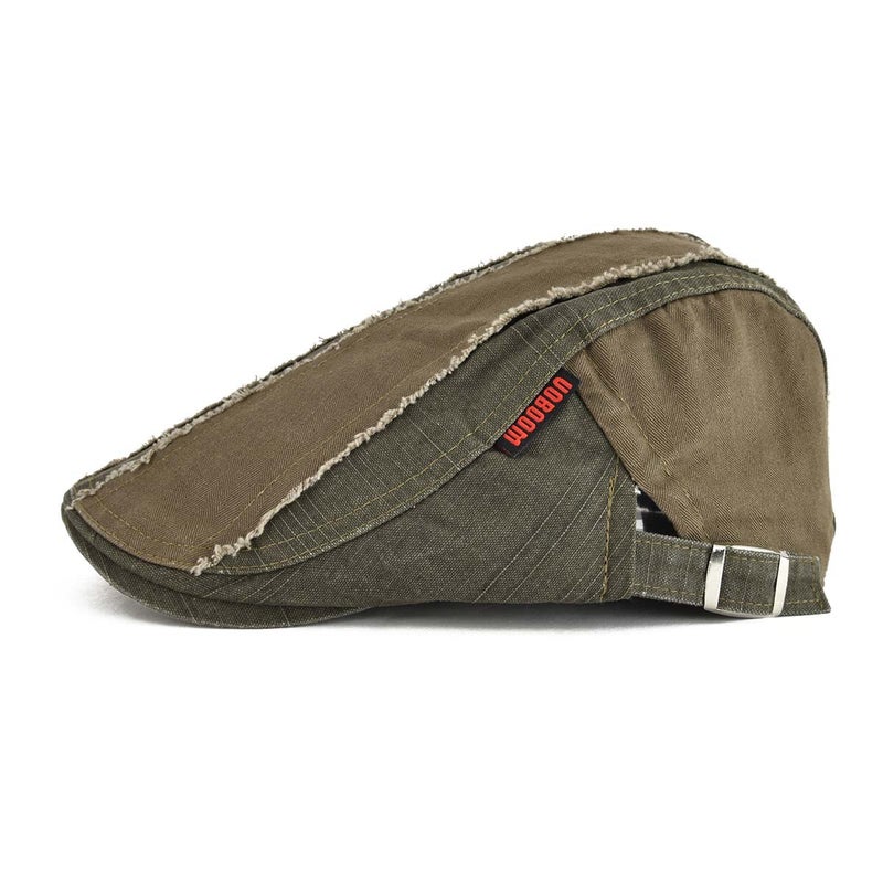 VOBOOM 100% Cotton Distressed Ivy Newsboy Caps Cabbie Gatsby Hat (Army Green) - Image 2